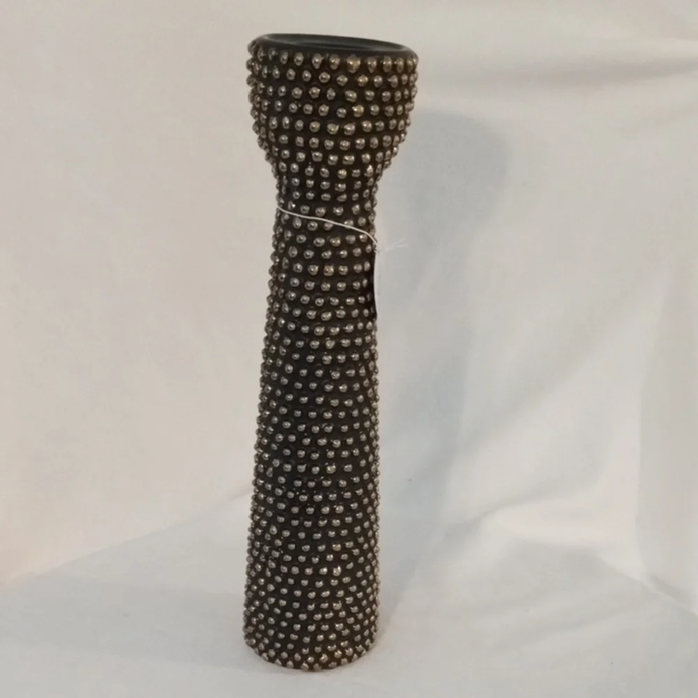 Chic Studded Black Candle Holder